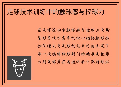 足球技术训练中的触球感与控球力
